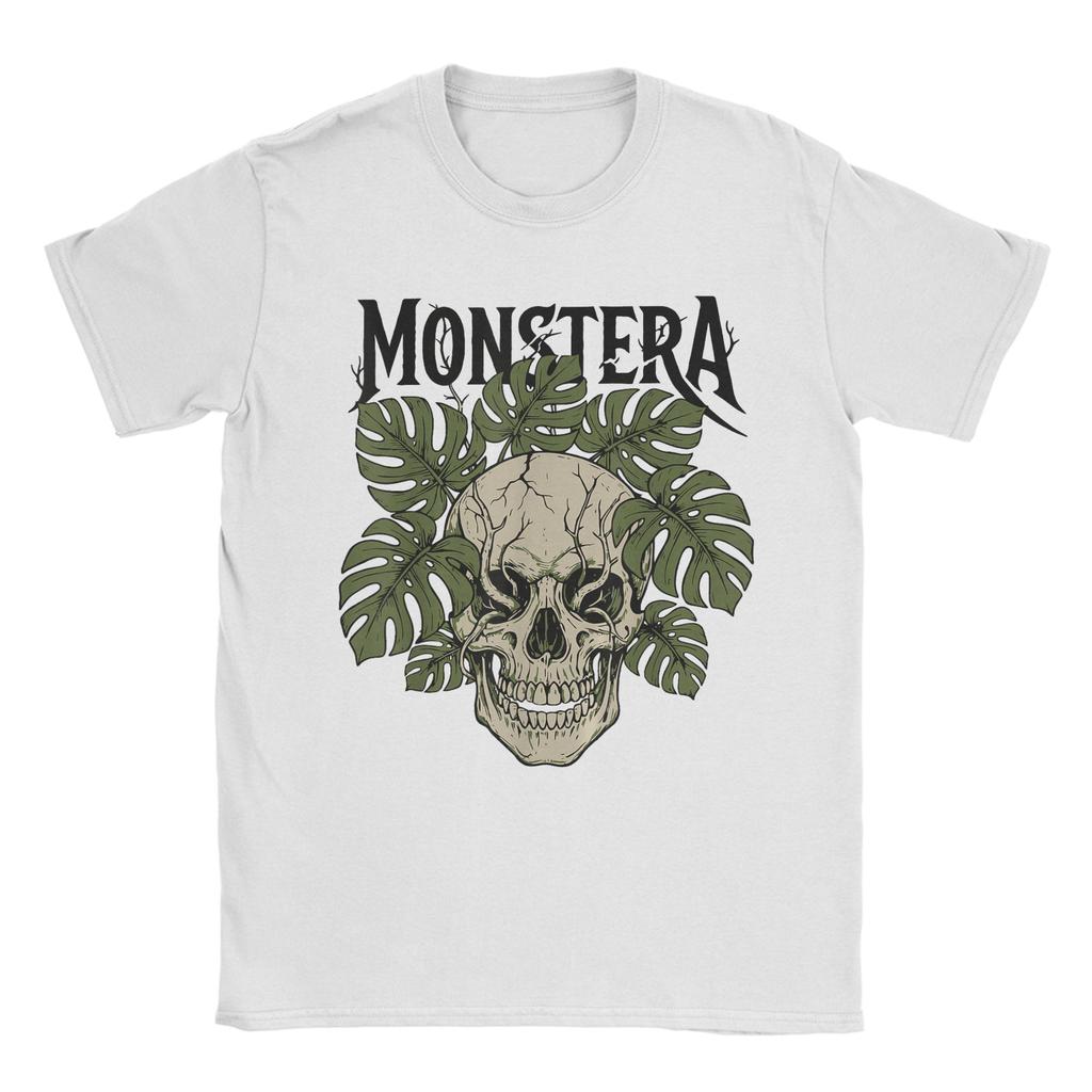 Harajuku T-Shirt Beach Monstera Skull Plant Lover Skeleton Grunge Hip Hop T-Shirts Pure Cotton Tee Shirt Short Sleeve Clothing