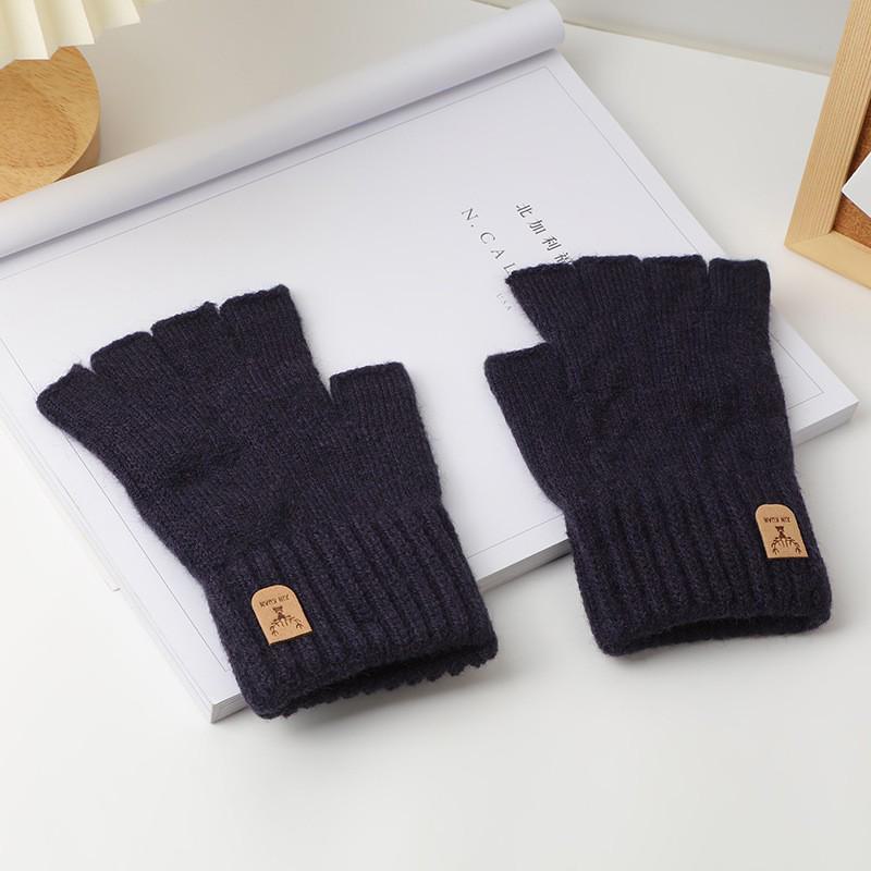 

Перчатки из шерсти альпака с полупальцами: Теплый, Ветрозащитный, Дышащий и Портативный для Велоспорта на Открытом Воздухе Осенью и Зимой half-finger deer logo темно-синий