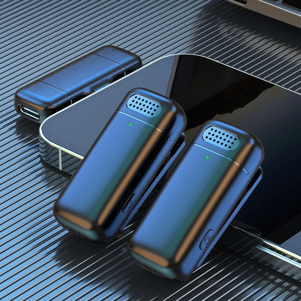 2In 1 Wireless Lavalier Microphone Lapel Mic With Digital Display Charging Case For Type C Recording Intelligent Noise Reduction Audio Video Recording