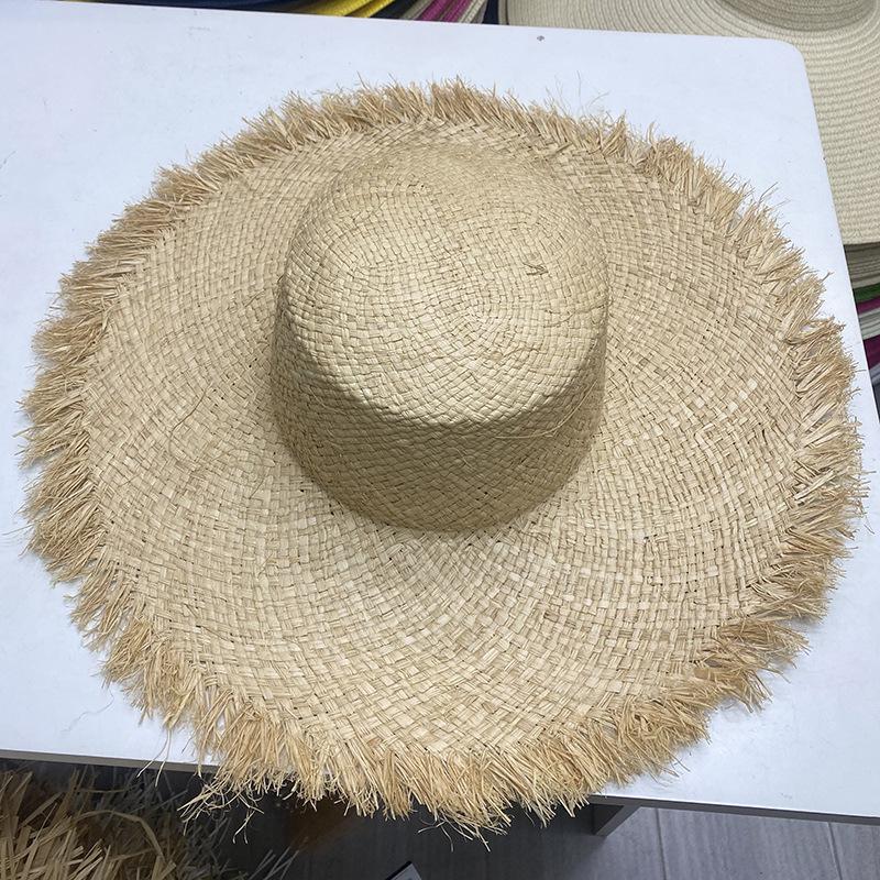 

Lafite Straw Hat Women S Rough Edge Hat, Summer Literary Sun Hat, Long-Term Stock, Fresh And Sweet Big Brim M（56-58cm）