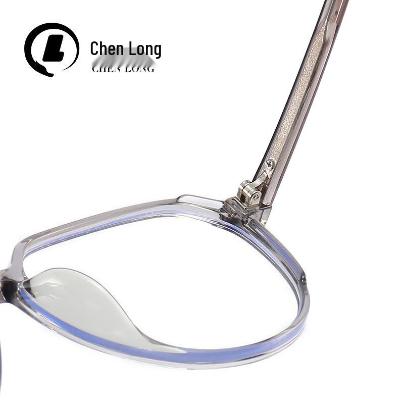 Retro TR90 Transparent Eyeglasses Frame 3C103: Anti-Blue Light Plain Glasses for Men & Women with Pin Cap