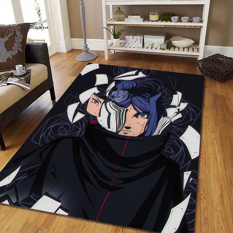 Konan Akatsuki Robe Flannel Pattern Square Carpet,Area Rug,Carpet Rug for Living Room Bedroom Sofa Playroom Decor,Non-slip Floor Mat