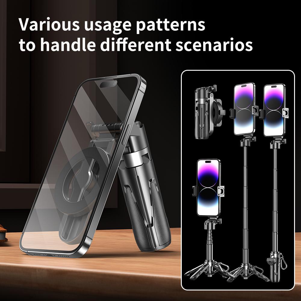 Magnetic Selfie Sticks for Smart Phone Mini Telescopic Tripod 3 in 1 Phone Stand for Vlog Live Broadcast Self-timer Stick