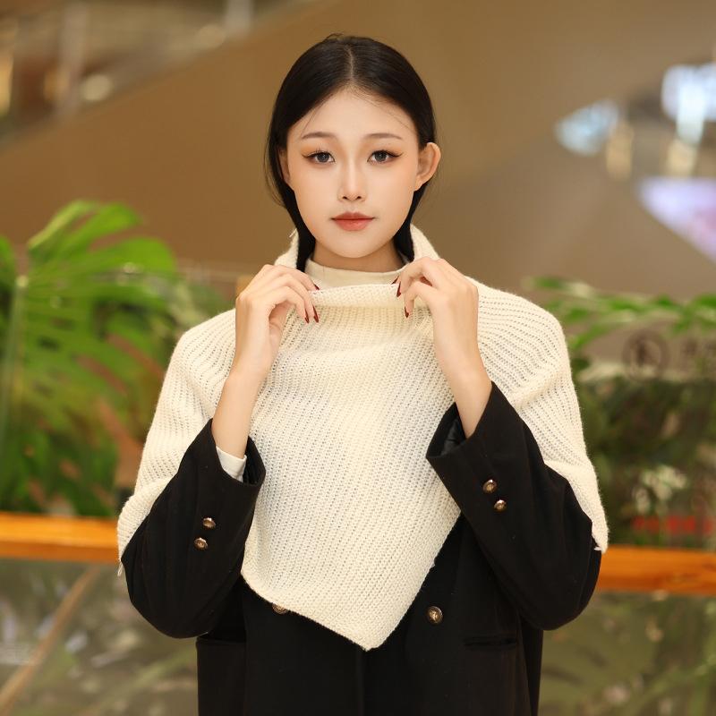 High Collar Shawl Winter Keep Warm Neck Protection Pullover Knitted Scarf For Women