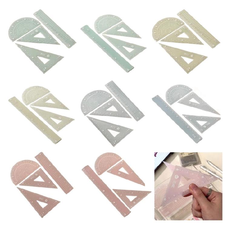 Student Geometry Tool Multifunctional Geometry Math Set with Straight Ruler Protractor Set Square For School Office
