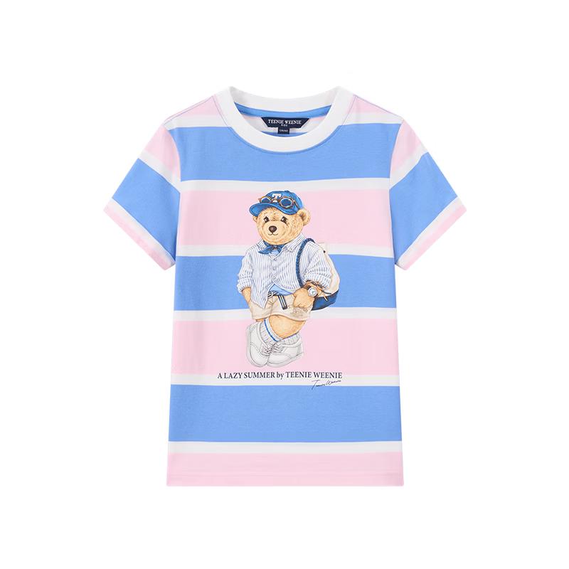 Teenie Weenie Kids Boys  Casual Stripe Print Short Sleeve Cotton T-shirt 130
