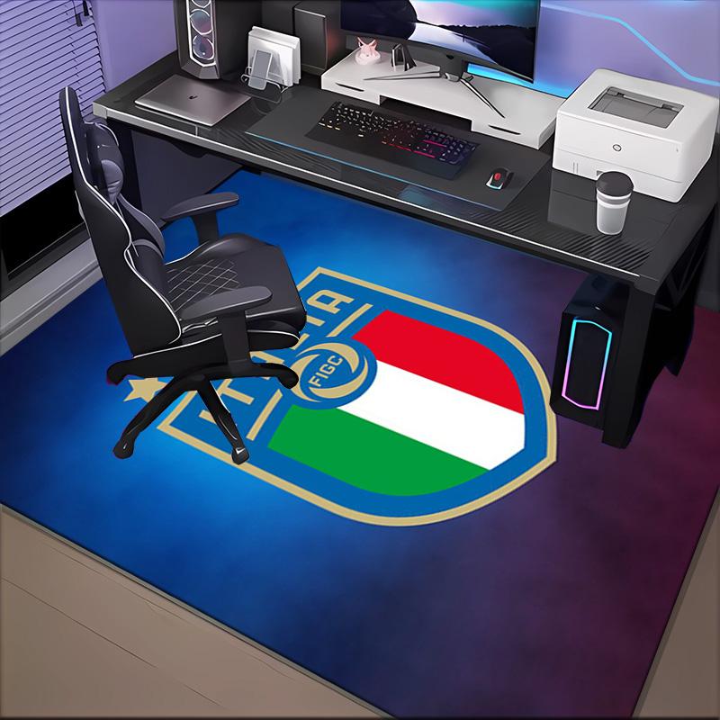 Italian Football Crest Printed Office Carpet Chair Cushion Entryway Rug, Rugs for Living Room, Bedroom Christmas gifts
