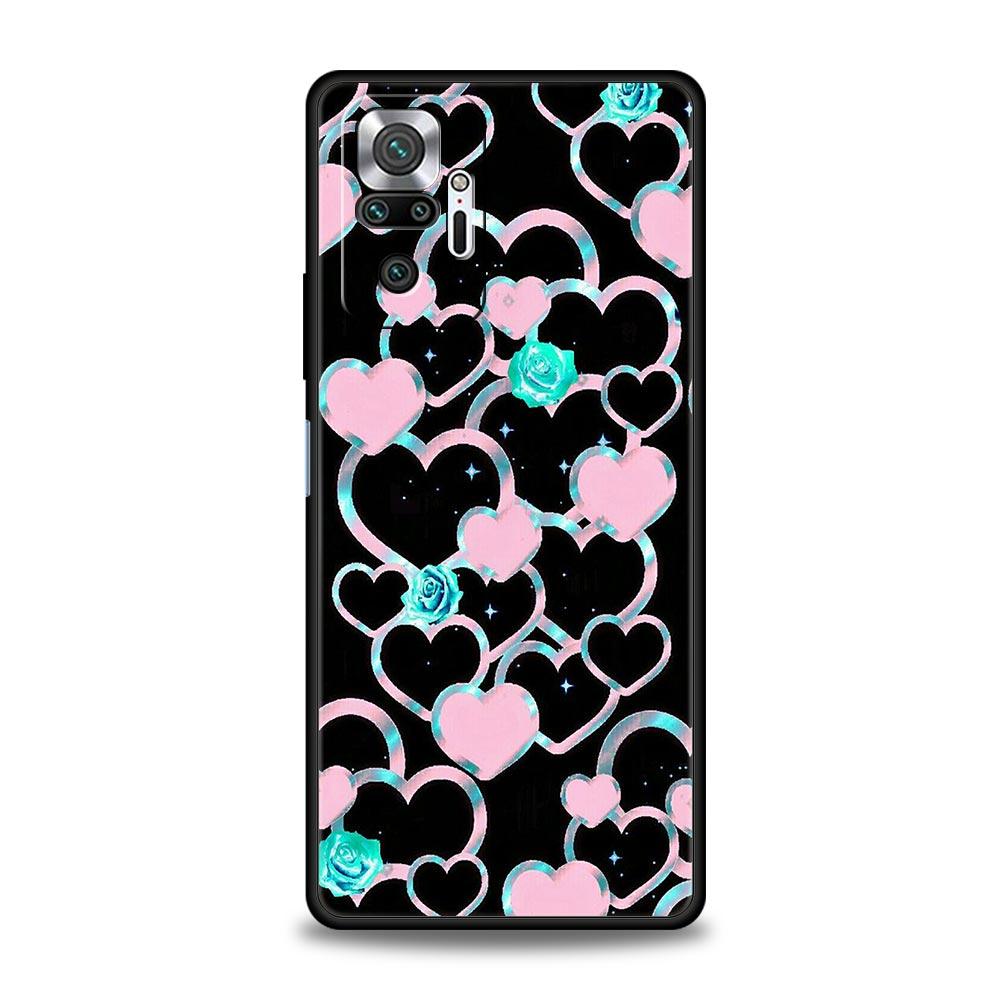 Phone Case For Xiaomi Redmi Note 14 13 12 5G 11 10 Pro Plus 4G 9S 9 14C 13C 12C 10C 9C 9A Soft TPU Cover Gold Rose Love Heart