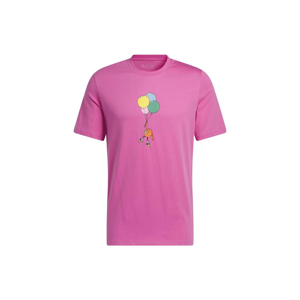 Adidas Cartoon Balloon Print Sports Short Sleeve T-Shirt Men Tops Pink IC1865
