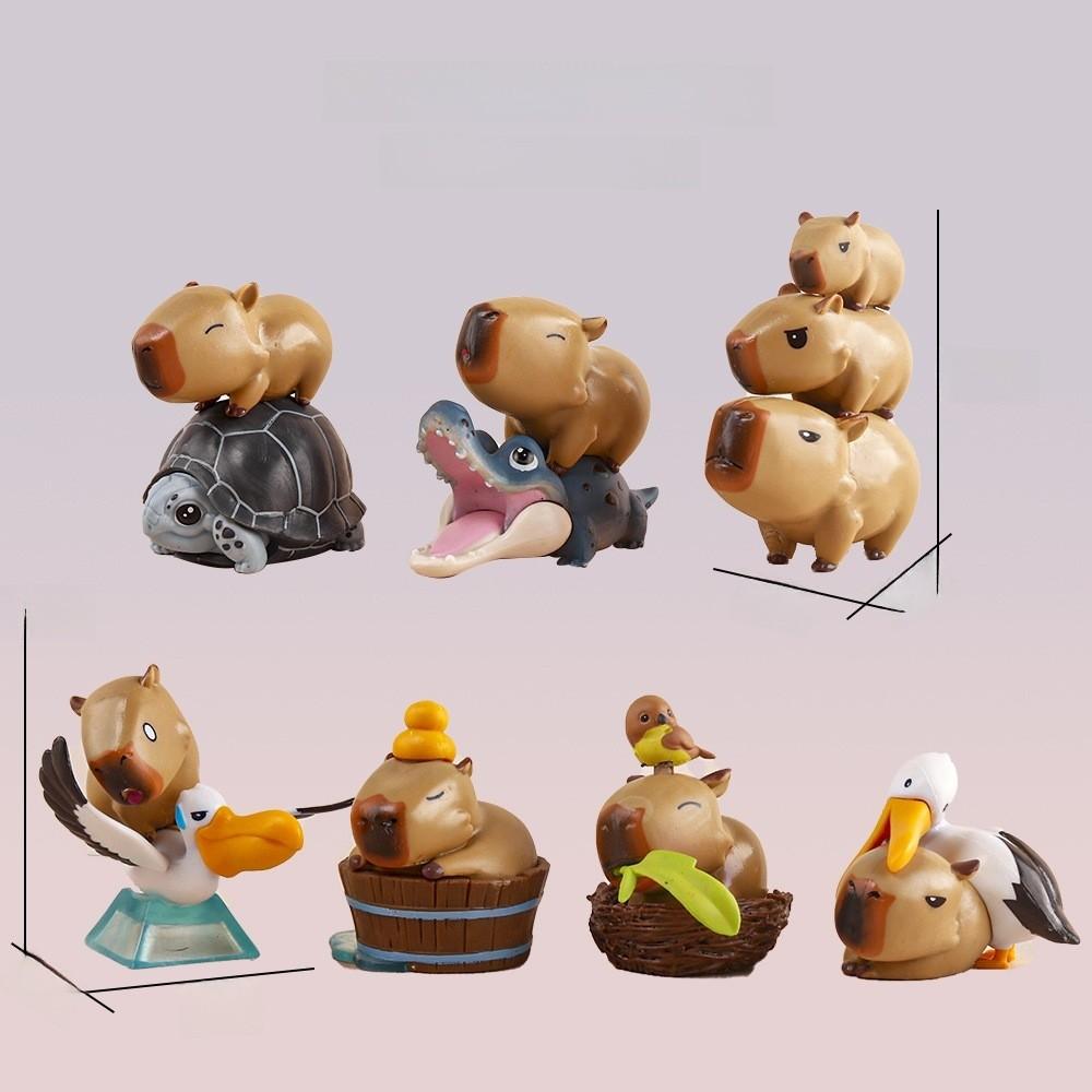 Conjunto de Figuras Colecionáveis de Capivara Com Material de PVC Para Decoração de Mesa e Presente