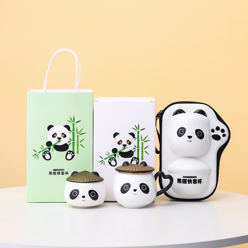 Guochao Impression Panda Business Gift Set, Office Cup, Ceramic Water Cup, Kuaike Cup, Tea Set, Cultural and Creative Souvenir