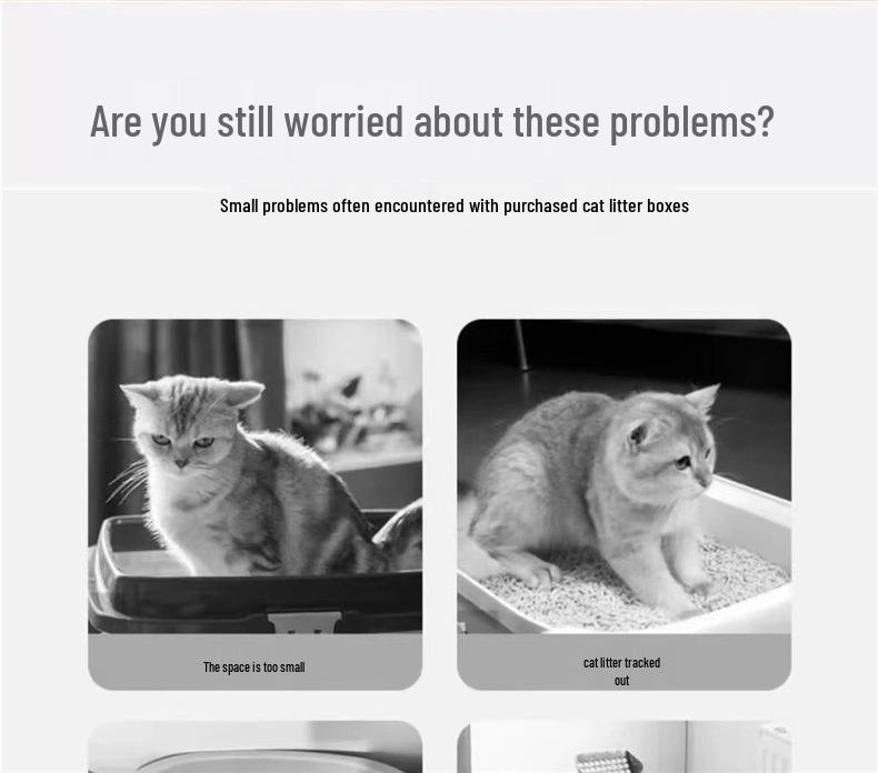 Rechteckige Katzentoilette aus Edelstahl, Spritzschutz, Leicht zu reinigen, Großes Fassungsvermögen