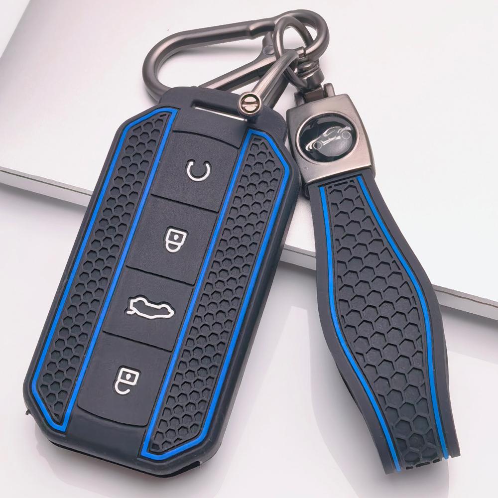 Key Fob Cover for Chery Tiggo with Keychain Anti-Scratch Guard Shockproof Protection Soft Grip Texture Responsive Button Touch Dust Resistant Cover