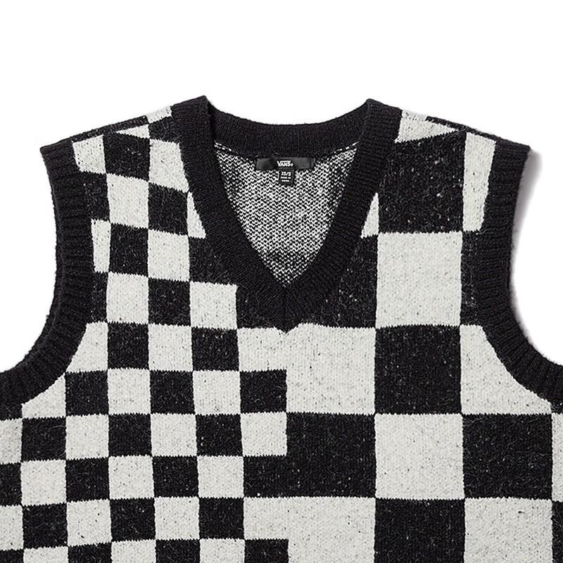Vans V Neck Sleeveless Knitted Vest Women tops Black White VN000F6WFS8