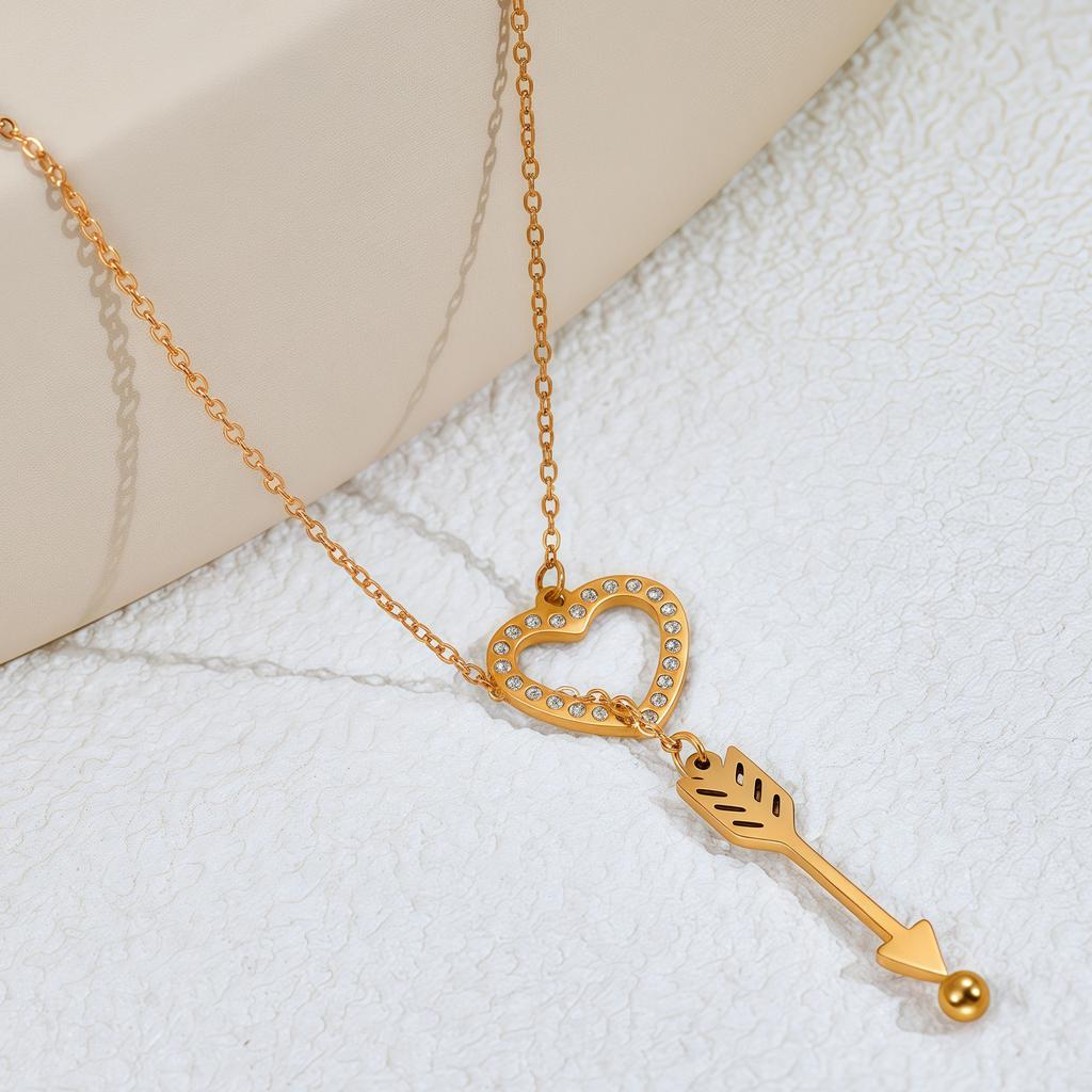Stainless Steel Love Tassel Necklace, One Arrow Through The Heart Necklace, The Same Style For Girlfriend'S Valentine'S Day Gift