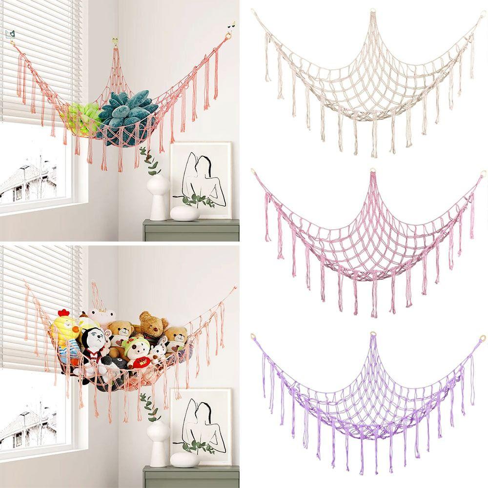 Wall Corner Hanging Storage Net Organizer Woven Triangle Toy Net Creative Mesh Hammock