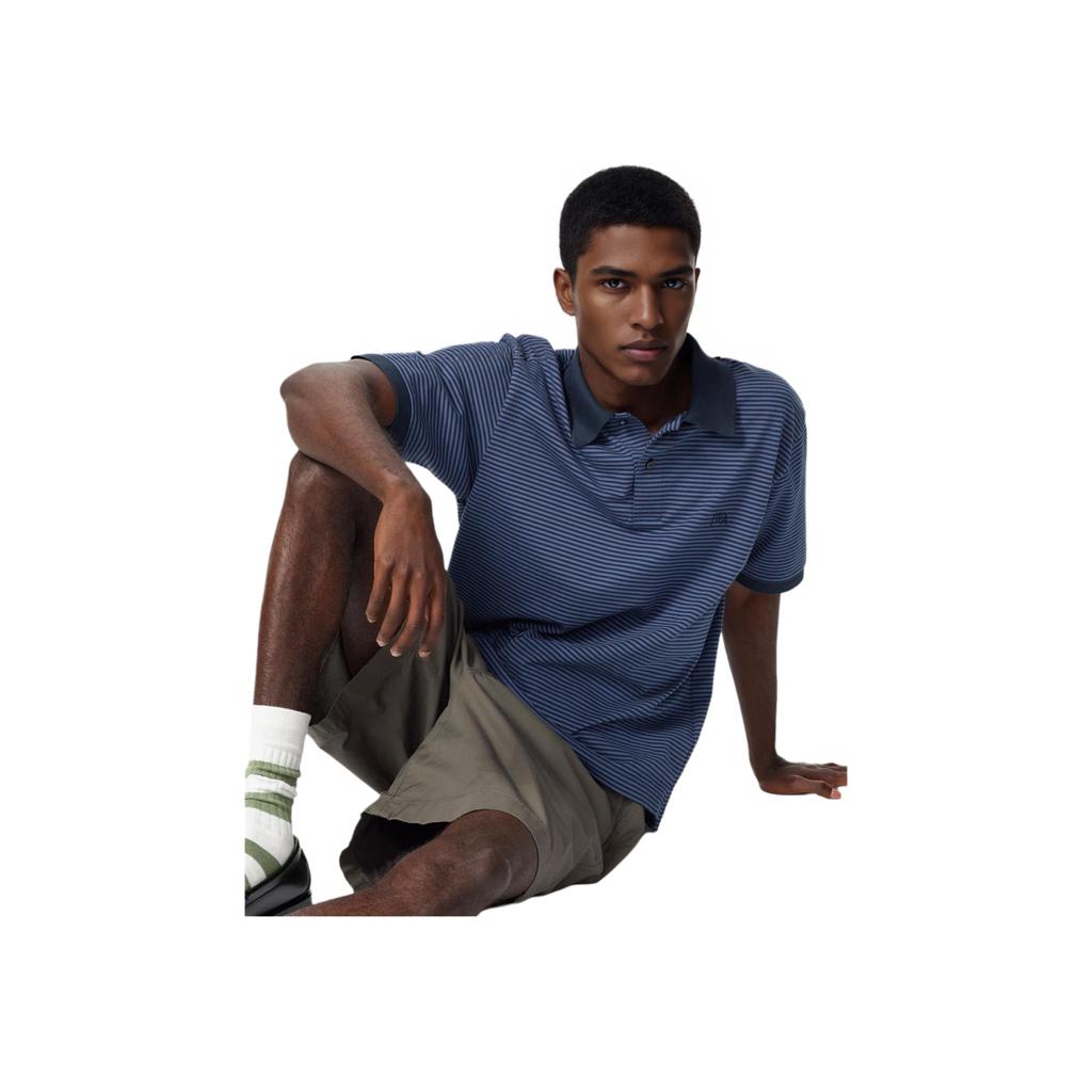 Uniqlo X JW Anderson Collaboration SS25 Striped Design Logo Embroidered Short Sleeve Polo Shirt Unisex Polo Shirts Blue 477678-67