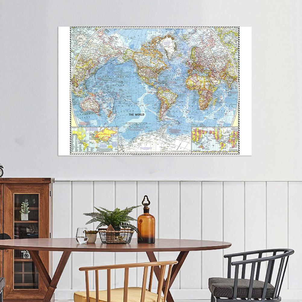 -MAP- World Map (1960) World Map Poster Prints Wall Posters,Tourism/Educational Tool,Decorative Hanging Picture