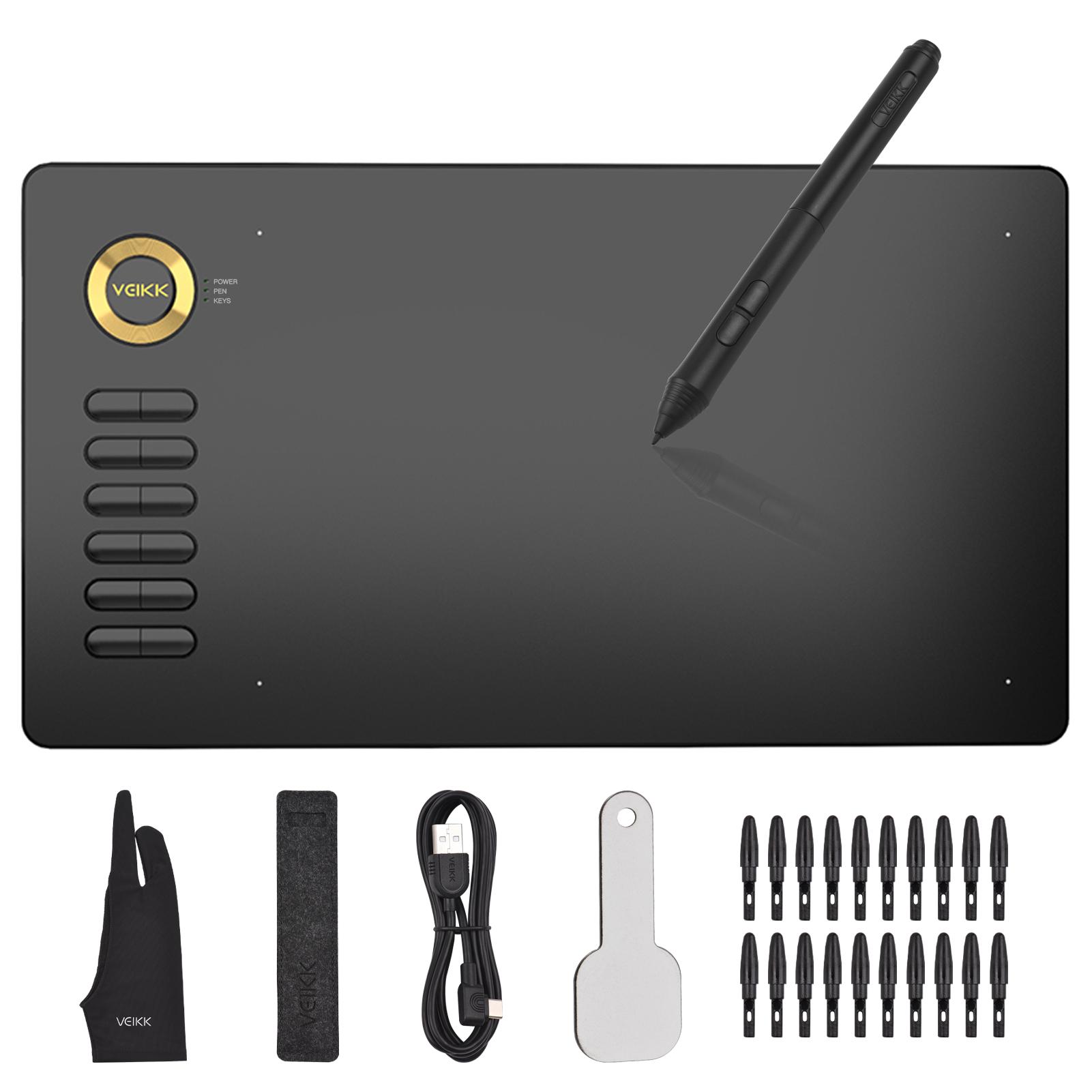 

Графический планшет VEIKK A15 с чувствительностью 8192, ручка без батареи, 12 горячих клавиш, 10x6 дюймов, 250 об/с