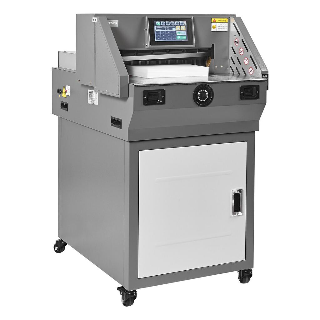 Elektrischer Papierabschneider, Programmierbare Metall-Papierabschneidemaschine, 457 mm Schnittbreite, 58 mm Schnittstärke, Elektrischer hydraulischer Guillotinen-Trimmer