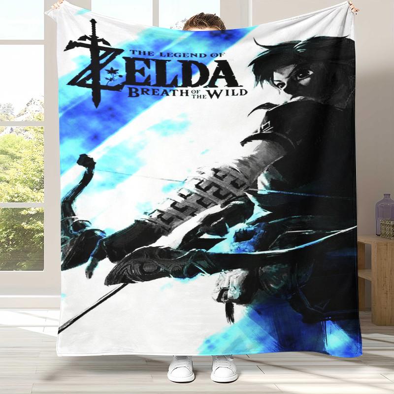 

Retro Z-Zelda Cartoon Link Games Flannel Blanket,Ultra Soft Warm Plush Throw for Home Bedroom Bed Sofa Cover Camping Picnic kid 75x90cm