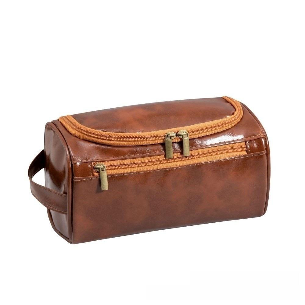 Large Capacity Travel Wash Bag PU Leather Hanging Toiletry Bag Cosmetic Makeup Bag Outdoor