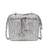 Niche Pleated Embroidery Thread Chain Square Box Bag New Trendy Fashion Versatile Small Square Bag Shoulder Messenger Bag