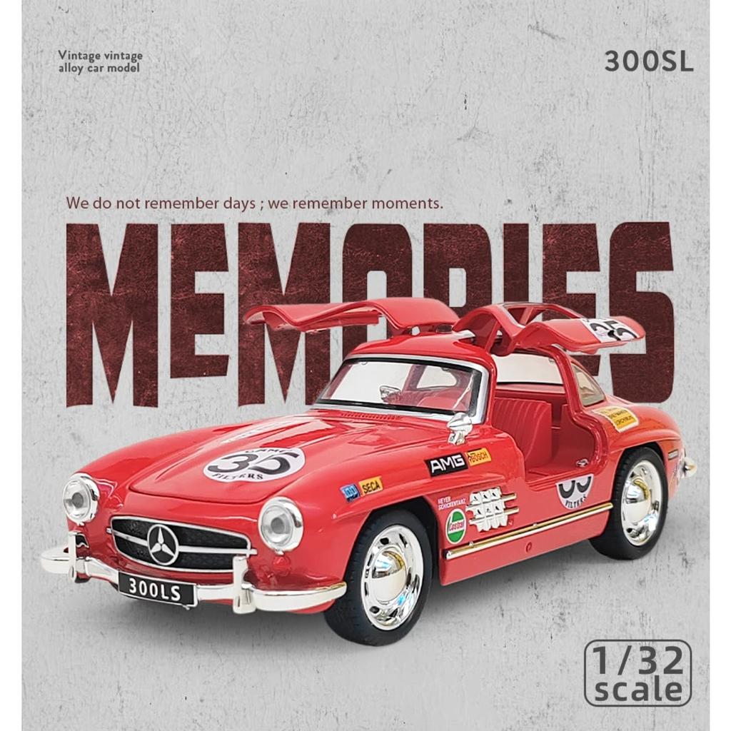 1/32 Benz 300SL 35# Vintage Classic Alloy Metal Diecast Model Car Sound & Light Simulation Collection Display Ornaments Present