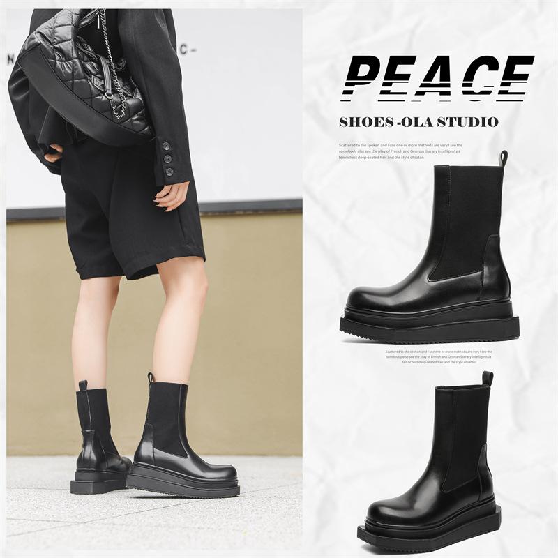 Nové platformové boty Chelsea pánské mládežnické módní jednoduché velkorysé všestranné vysoké boty 68444-J