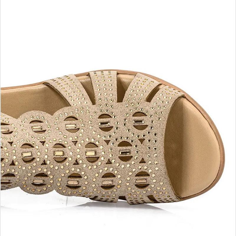 Sandals Women's Summer Slope with Roman Rhinestone Fish Mouth Comfortable Women's Soft-soled Open-toe Sandals Women's High-heeled Sandals