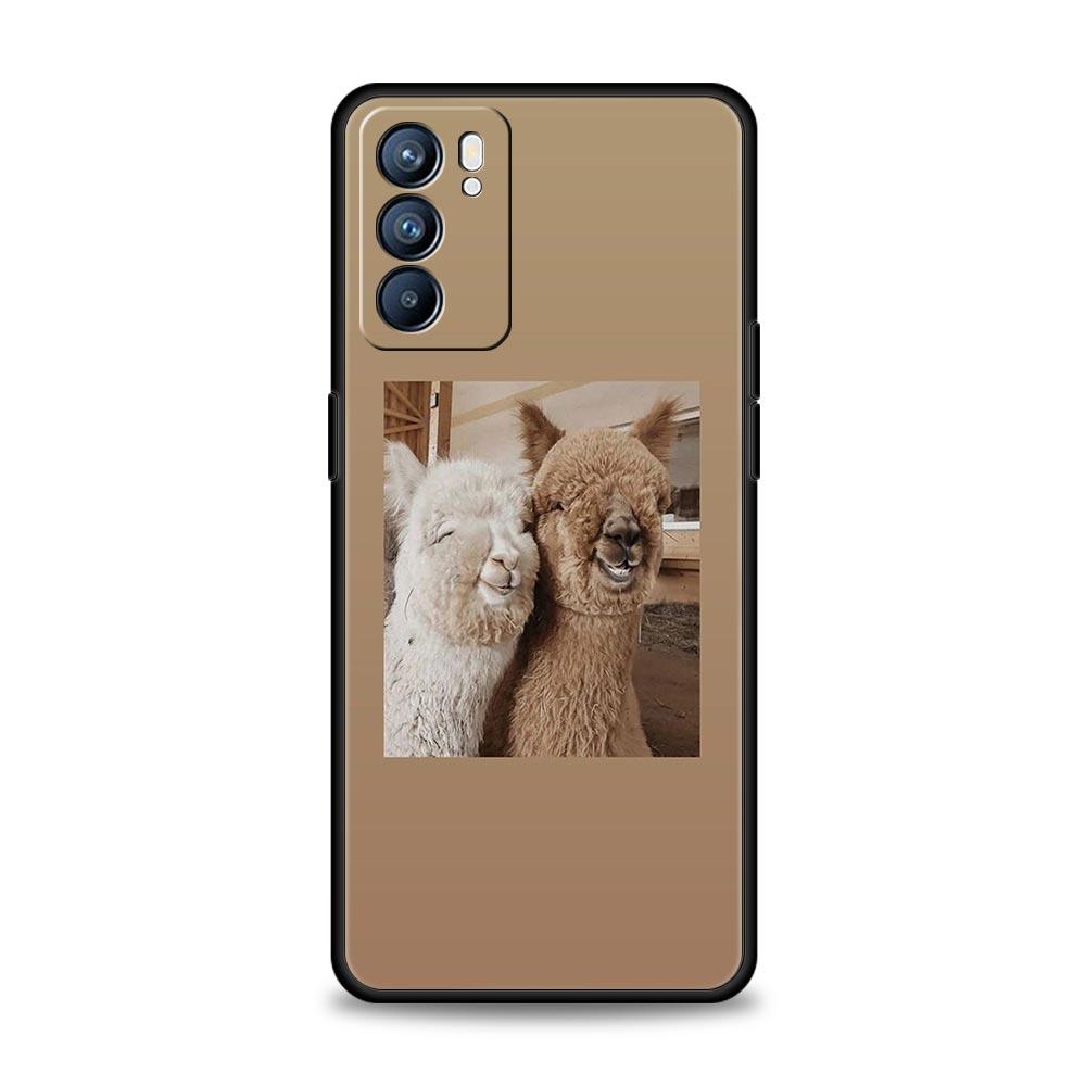 Kawaii Alpaca Lovely Phone Case For Oppo Reno8 Reno7 Reno6 Pro A54 5G Find X6 X5 A53 A52 A9 A15 A95 A17 A16 A76 A57 A31 Cover