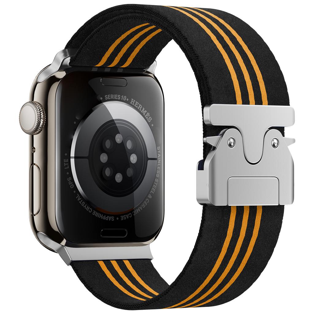 Watch Band for Apple Watch Series 10 9 8 7 SE 6 5 4 3 2 1 42mm 41mm 40mm 38mm 3-Stripe Parachute Buckle Nylon Strap