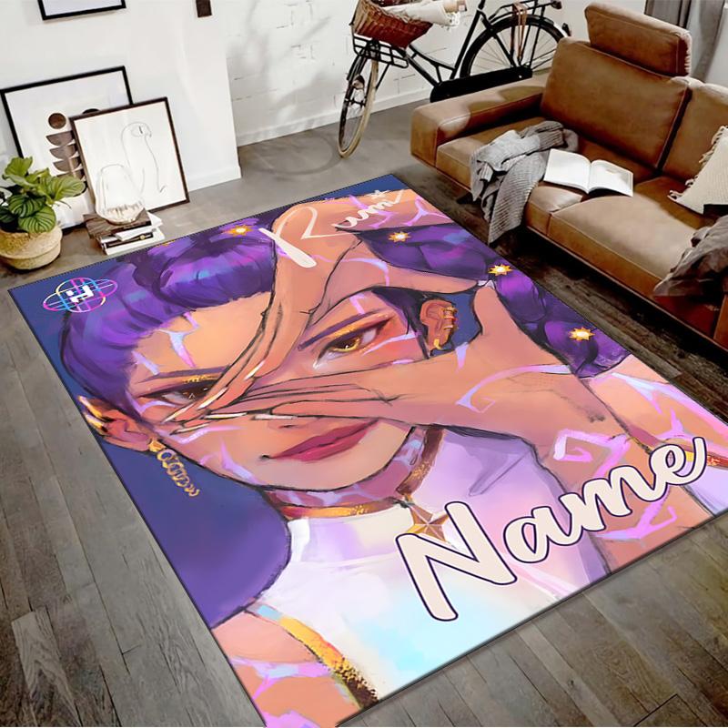 Custom KPop Demon Hunters Mat Personalized Name, Polyester Washable Indoor Entryway Rug, Gift for Christmas, Easter, Thanksgiving Day