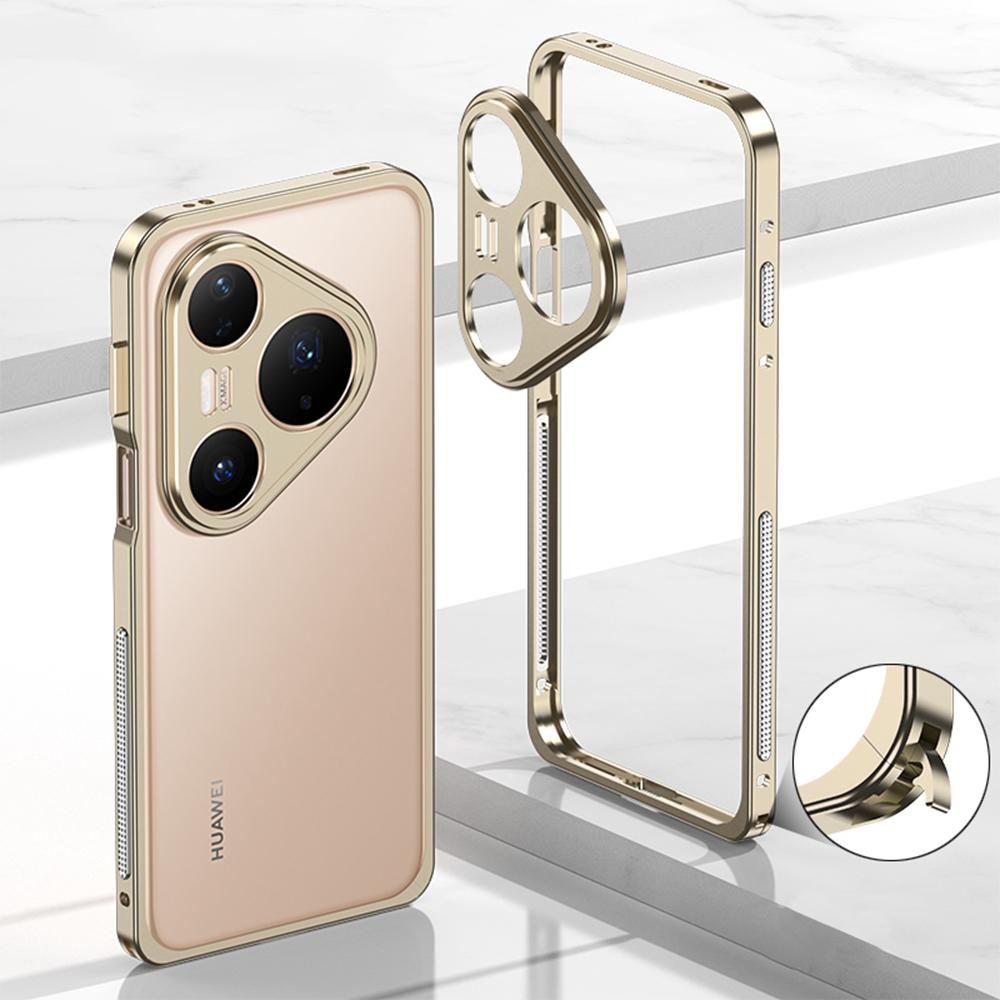 

For Huawei Pura 80 Pro/Pura 80 Pro+ Bumper Cases Metal Frame Heat Dissipation Cover with Lens Protector Gold