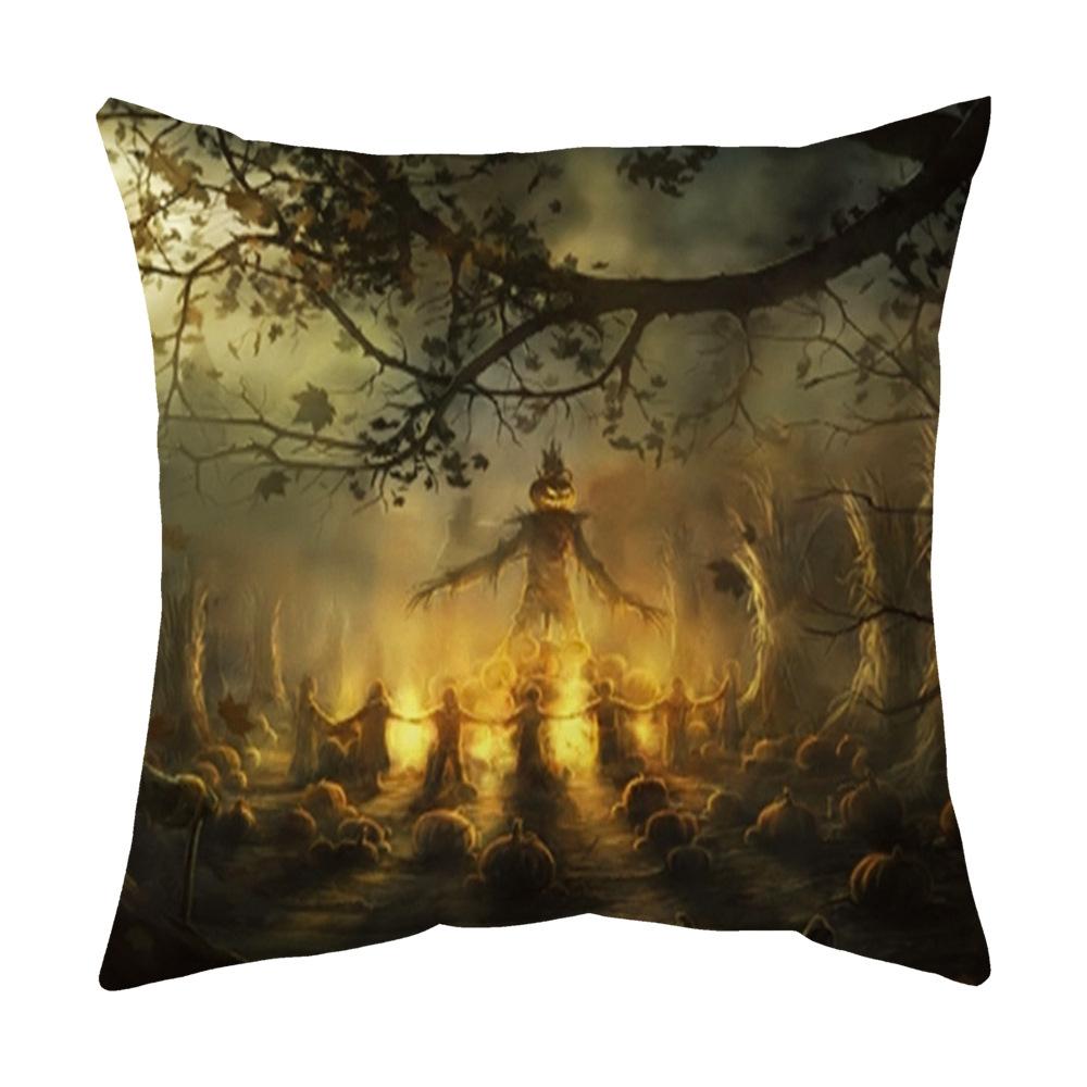 Halloween Cartoon Backrest Sofa Pillow Case Pillow Case Decoration Peach Skin Pillow Cushion Nordic Living Room