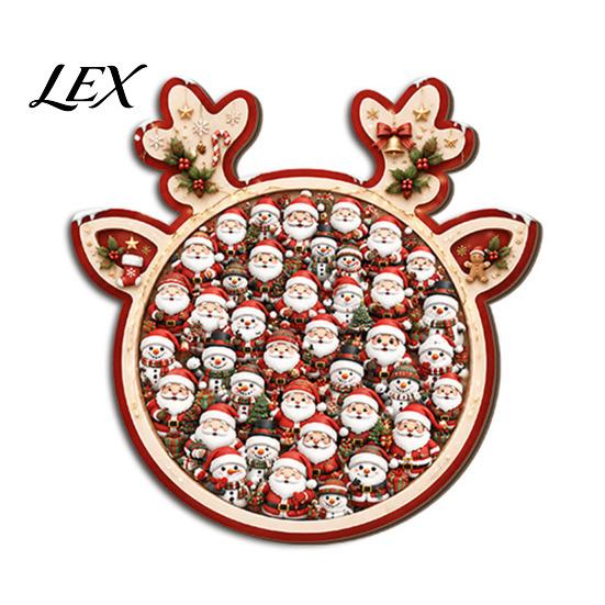 Decorative Jigsaw Puzzles Christmas Reindeer Puzzle Decoration, Santa Claus Cat Elk Theme Toy, Festive Wooden Set for Holiday Gift Xmas Themed Games