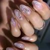 24Pcs Pink Almond False Nails Butterfly Ballet with French Design Wearable Fake Nails Simple Artificial Press On Nails Tips Art