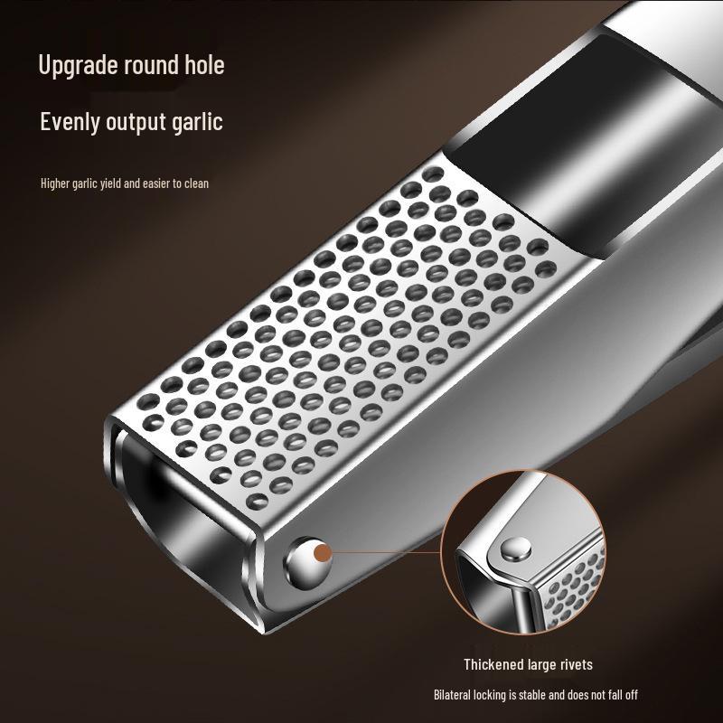 304 Stainless Steel Garlic Press: Thickened Manual Mincer, Safe for Hands, Ensures Even Garlic Extraction.