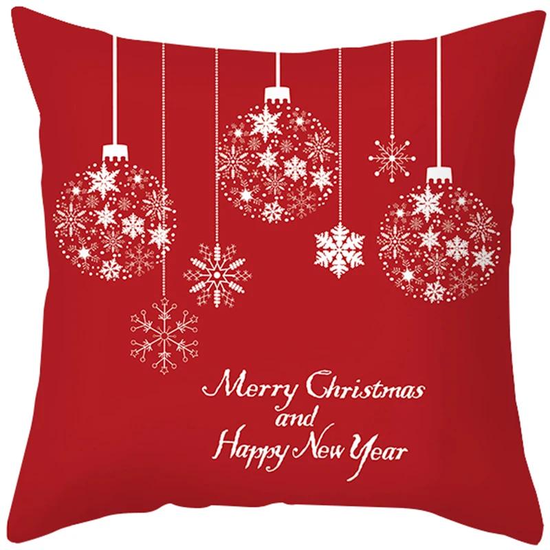 Happy New Year Christmas decorations printed pattern cushion cover home living room sofa decorative pillowcase