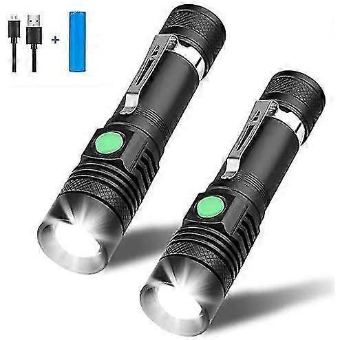 Led Flashlight, Usb Rechargeable Flashlights, Led Flashlight Extremely Bright 2PCS
