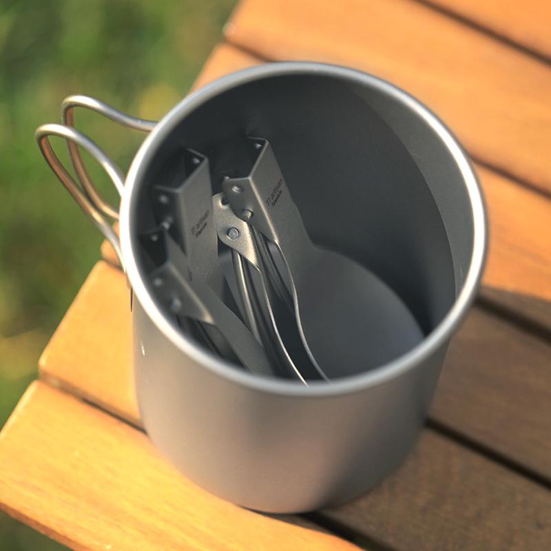 Titanium Spoon Spork Ultralight Portable Cutlery Foldable Handlle Tableware for Outdoor Camping