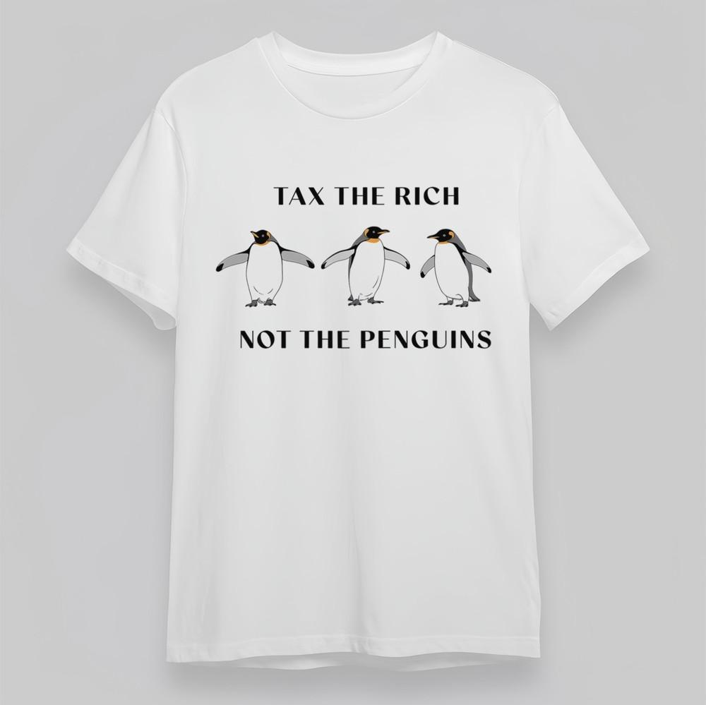 

Women s Oversize Classic T-Shirt Ax the Rich Not the Penguins Printed Cotton Tee S