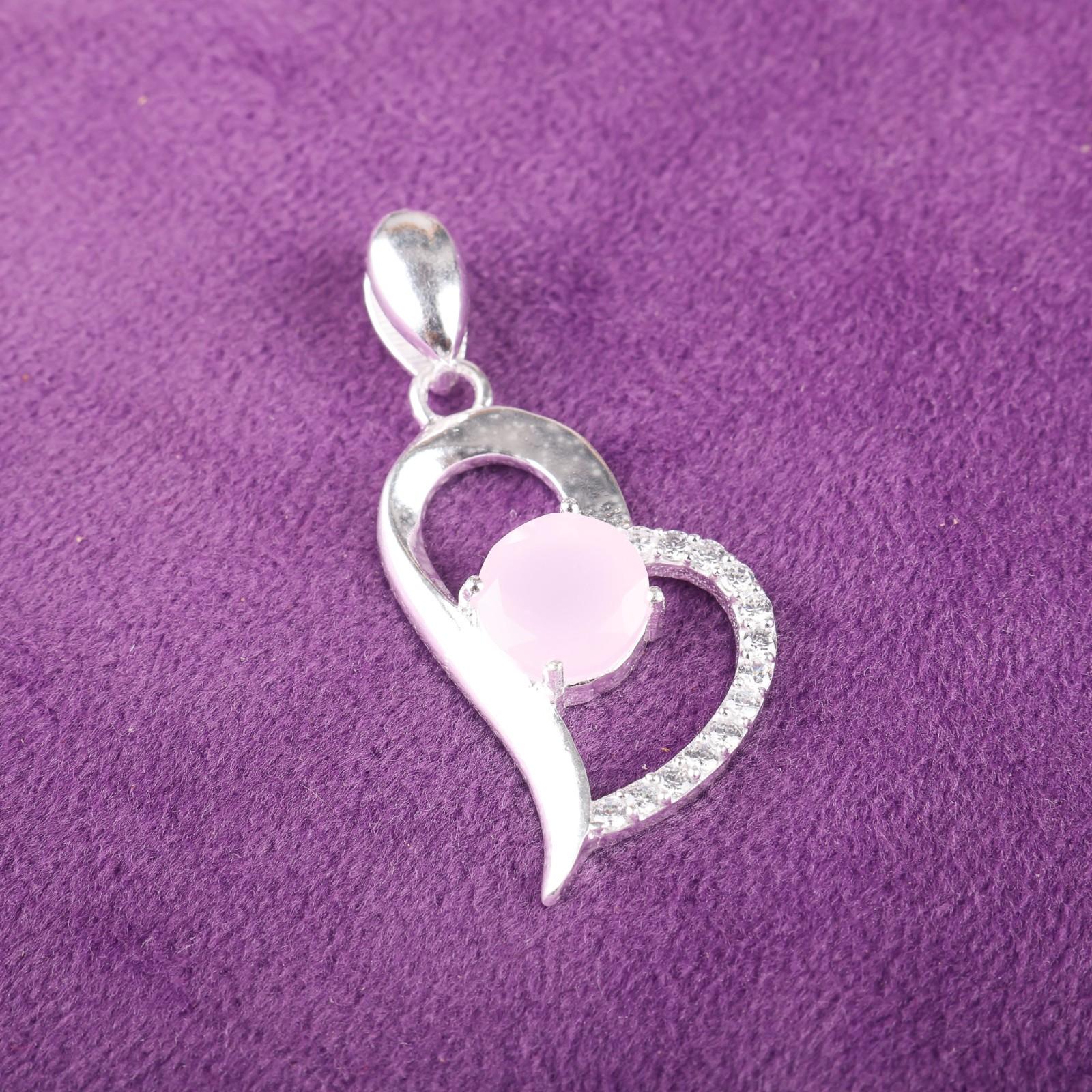 

Rose Chalcedony Gemstone 925 Sterling Silver Gift Jewelry Zircon Pendant 1.37 CZP-5-17