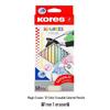 Kores Professional Triangular Oil-Based Erasable Colored Pencils with Erasers, 12 Colors