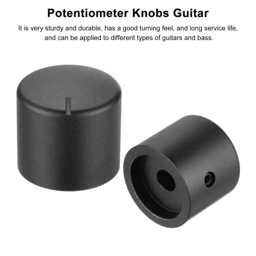 uxcell 4-Piece Guitar Knobs, Metal Volume Tone Control Dome Knobs, 1/4" x 1" Potentiometer Knobs with Set Screws for Electric Guitar and Bass, Black