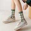 6 Pairs of Women's Autumn and Winter Cartoon Cute Flower Checkered Striped Sweet College Style Thick and Warm Looped Socks