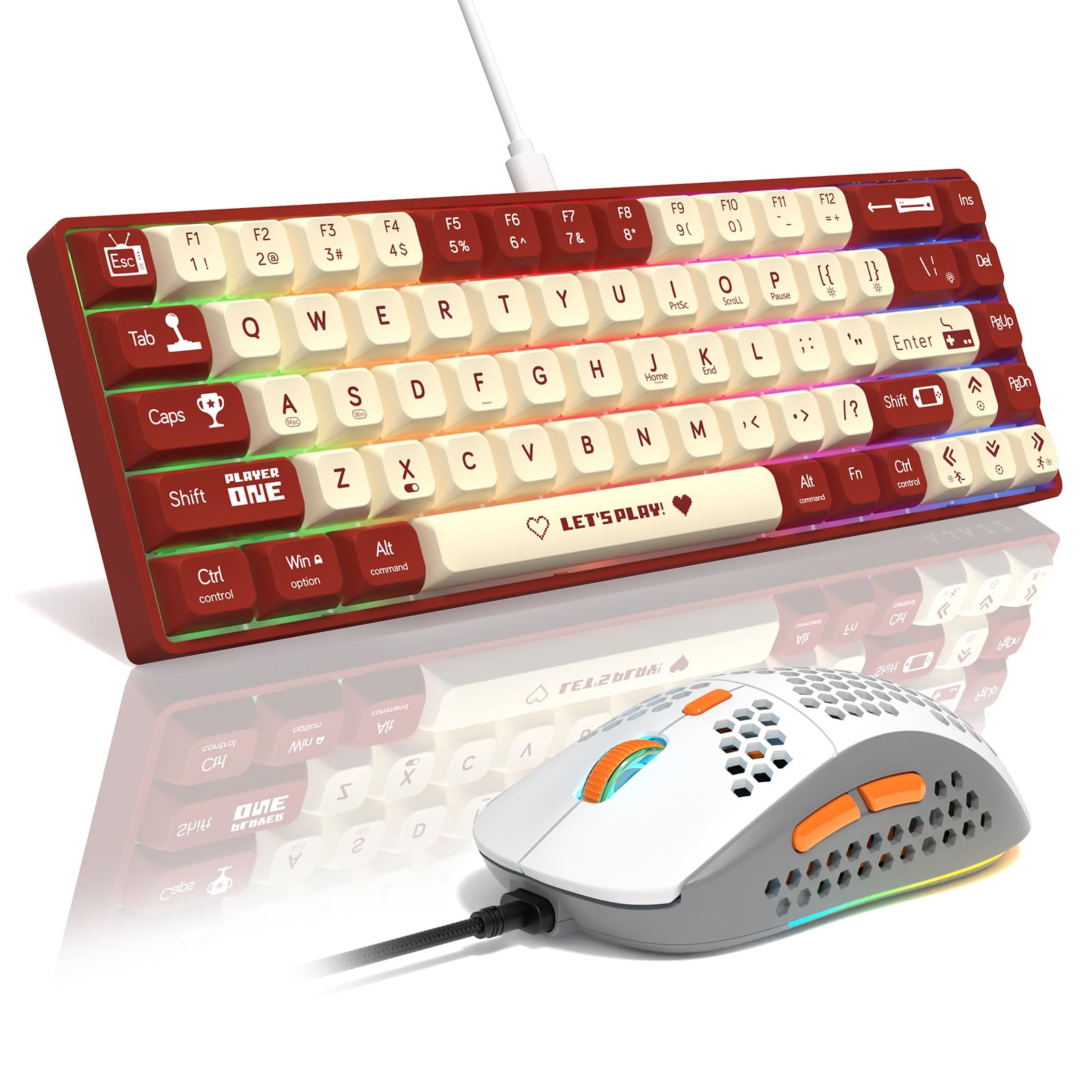 

AJAZZ AK680 Mechanical Gaming Wired Hot Blue 68 Color 19 64 Color Rainbow Keyboard and Mouse English UV Stamp ABS M8 Gaming RGB Mouse Included