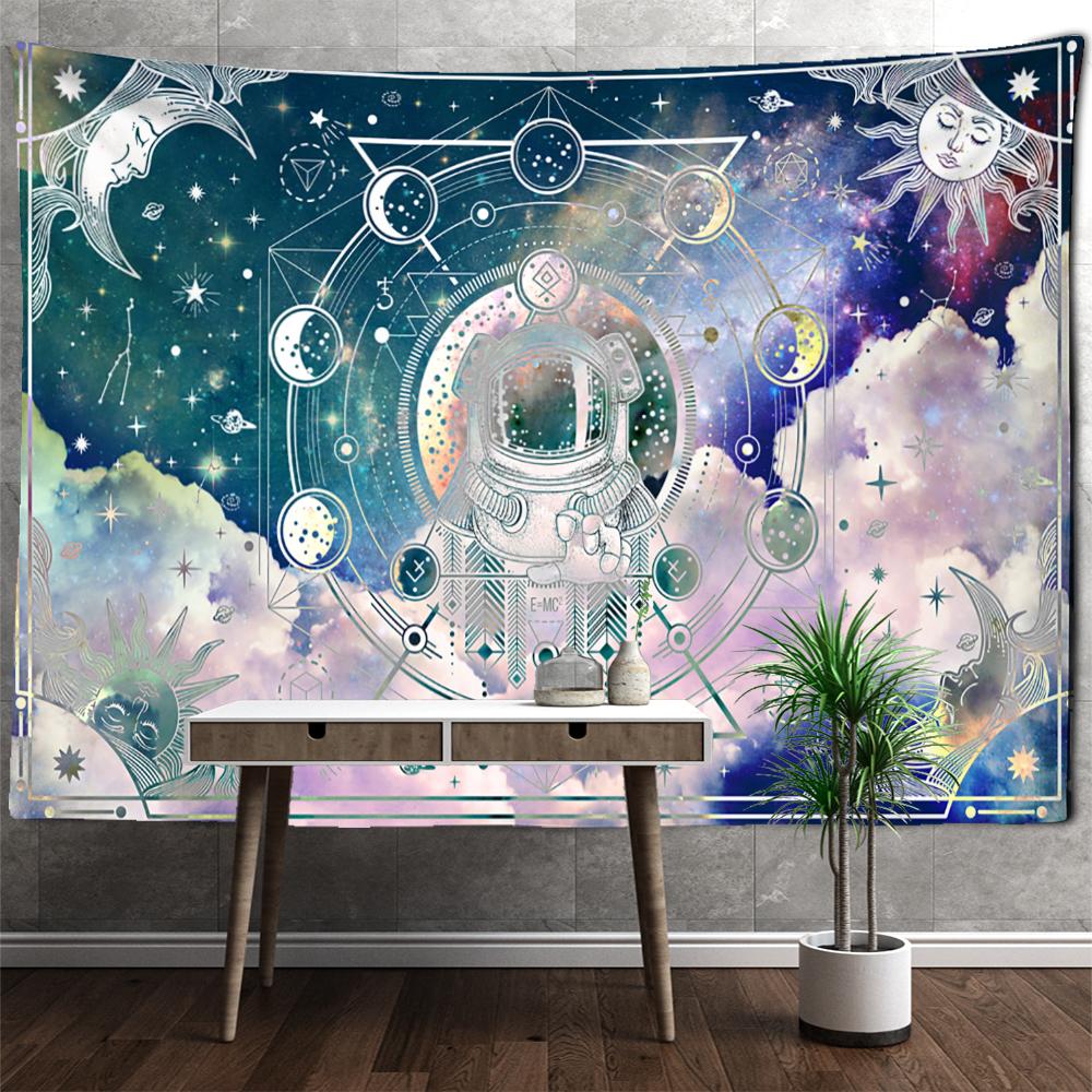 Weiß Astronaut Wandteppich Hängen Hippie Tapiz Hexerei Psychedelic Mysterious Universe Starry Schlafsaal Dekor