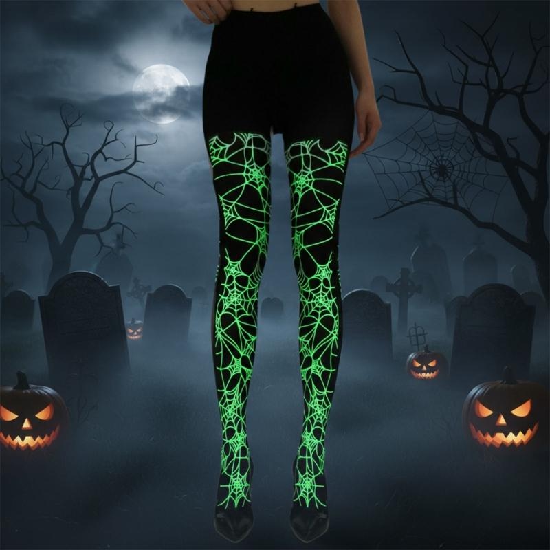 Fashion Glow In The Dark Hosiery With Elastic Waistband Halloween Pantyhose Perfect For Evening Event And Daily Use