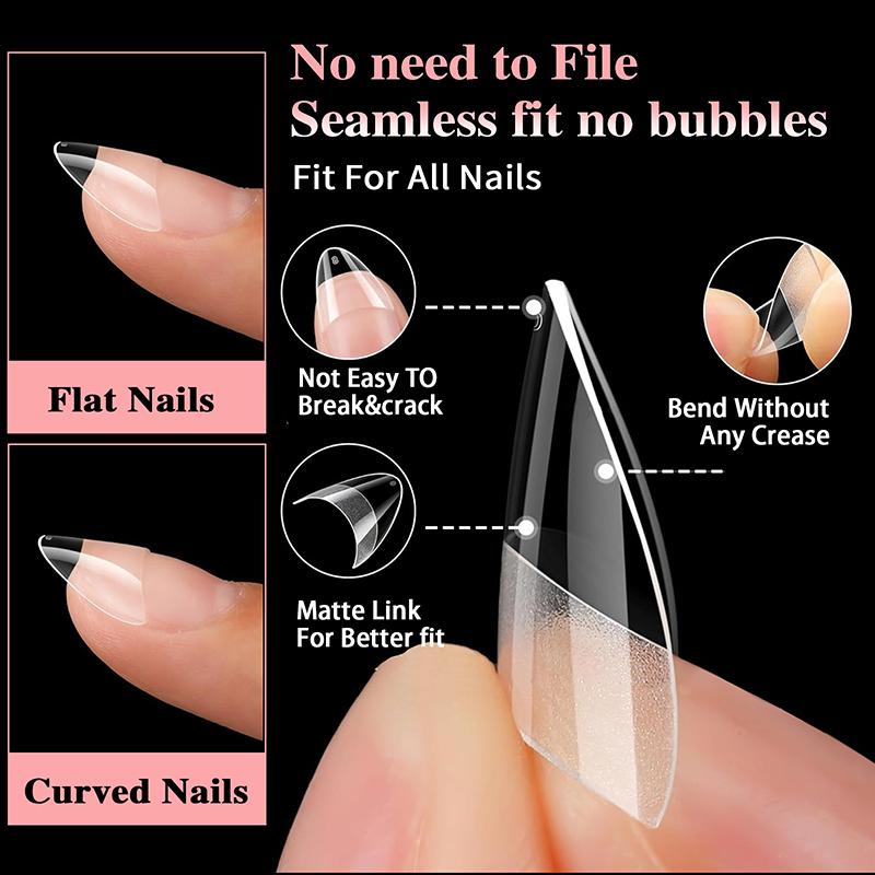 600Pcs Full Cover Press On Nail Tips Stiletto Almond Square Coffin French False Fake Soak Off Gel Nail Extension Tips Capsule